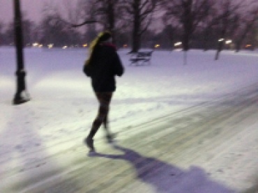 Day 2: Run 4 miles before the sun comes up (In 4-inches of snow).